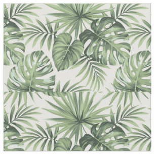 Green Tropical Palm Leaves Pattern Fabric