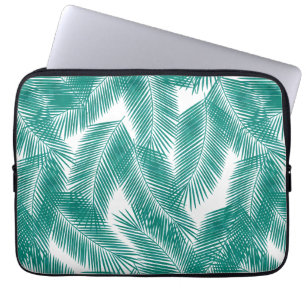 Green Tropical Palm Leaves Pattern Laptop Sleeve