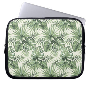 Green Tropical Palm Leaves Pattern Laptop Sleeve