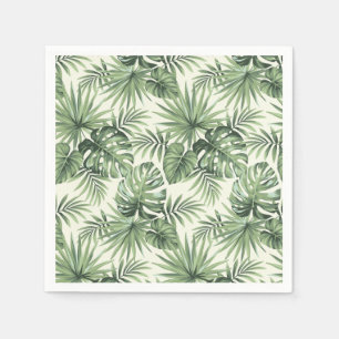 Green Tropical Palm Leaves Pattern Napkin