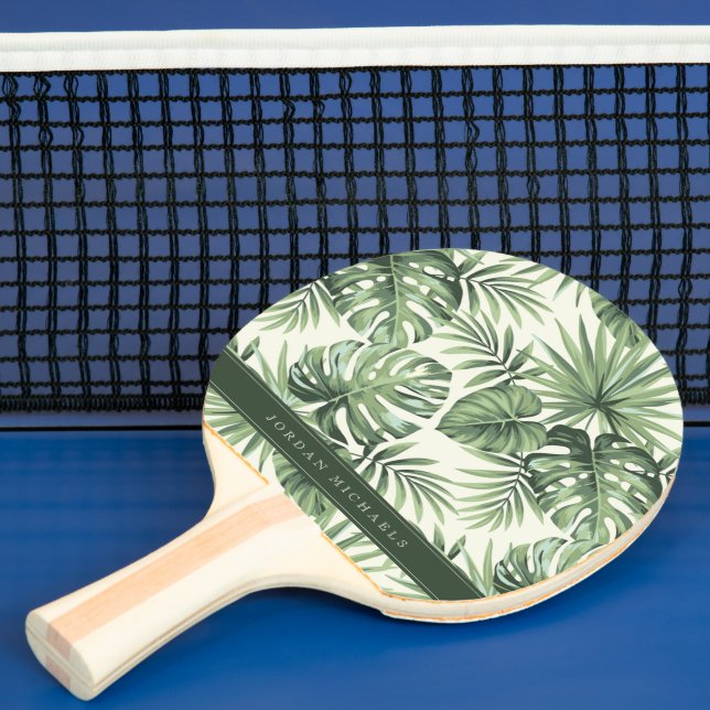 Green Tropical Palm Leaves Pattern Ping Pong Paddle (Insitu)