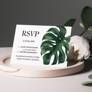 Green Tropical Palm Leaves Response Card RSVP