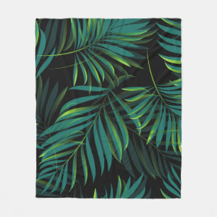 Green tropical palm leaves. Seamless pattern graph Fleece Blanket