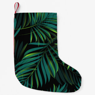 Green tropical palm leaves. Seamless pattern graph Small Christmas Stocking