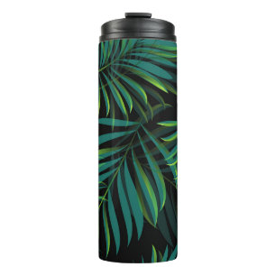 Green tropical palm leaves. Seamless pattern graph Thermal Tumbler