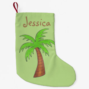 Green Tropical Palm Tree Beach Island Personalised Small Christmas Stocking