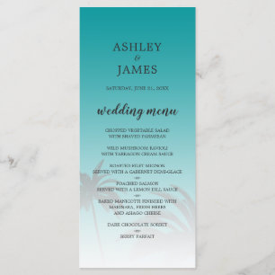 Green Tropical Palm Tree Beach Wedding Menu