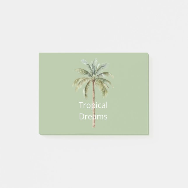 Green Tropical Palm Tree Post-it Notes (Front)