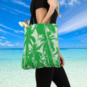 Green Tropical Palm Trees Tote Bag