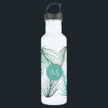 Green Tropical Palm Watercolor leaves Monogram 710 Ml Water Bottle<br><div class="desc">Personalise with an initial this waterbottle featuring my green watercolor tropical,  palm tree leaves.</div>