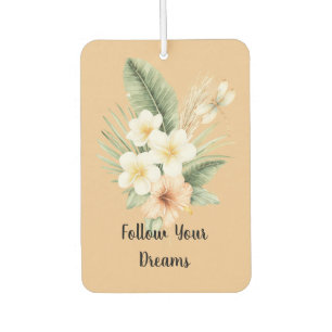 Green Tropical Peach Hibiscus Plumeria Dragonfly Car Air Freshener