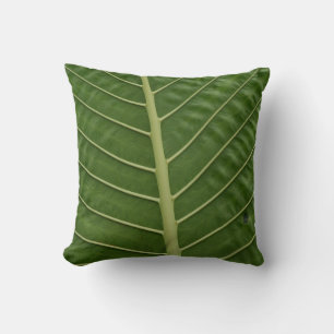 Green Tropical Rainforest Taro Leaf Veins Pattern Cushion