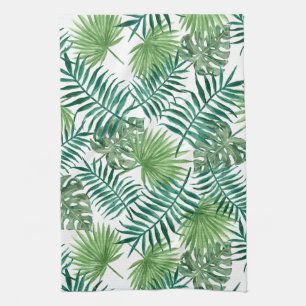 Green Tropical Summer Exotic Botanic Palm Leaves Tea Towel