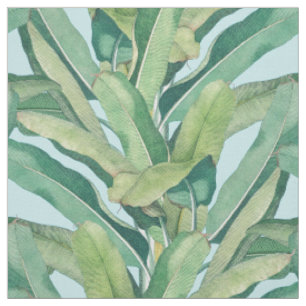Green Tropical Vintage Banana Leaves Fabric