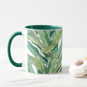 Green Tropical Vintage Banana Leaves Mug