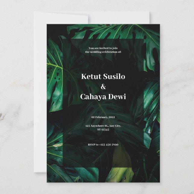 Green Tropical Wedding Invitation  (Front)