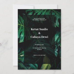 Green Tropical Wedding Invitation 