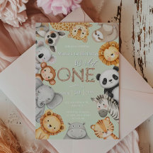 Green Tropical Wild One Jungle Safari Animals 