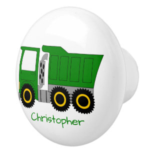 Green Truck Design Personalised Ceramic Knob