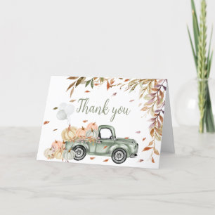 Green Truck Pumpkin Baby Shower  Thank You Card