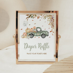 Green Truck Pumpkin Diaper Raffle Baby Shower Poster
