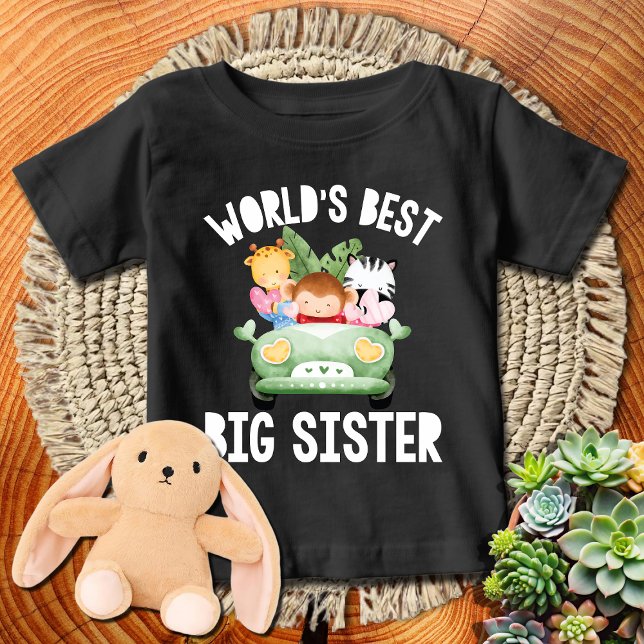 Green Truck Safari Animals World's Best Big Sister Baby T-Shirt (Creator Uploaded)