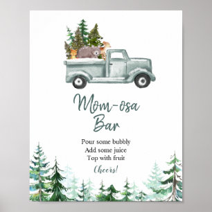 Green Truck Woodland Animals Momosa Bar Sign
