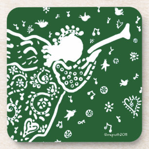 Green trumpet angel coaster