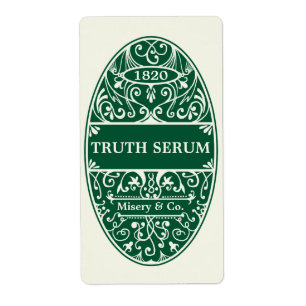 Green truth serum Halloween potion label