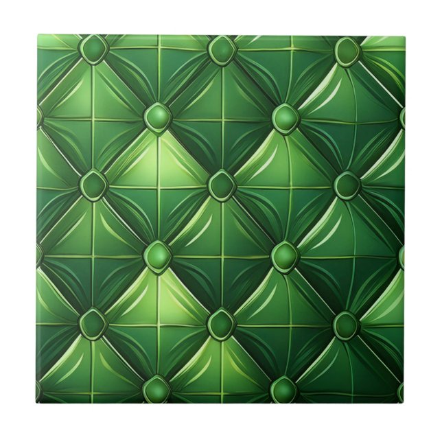 Green Tufted Design  Ceramic Tile (Front)