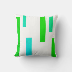 Green Turquoise Blue Blocks Abstract Throw Pillow