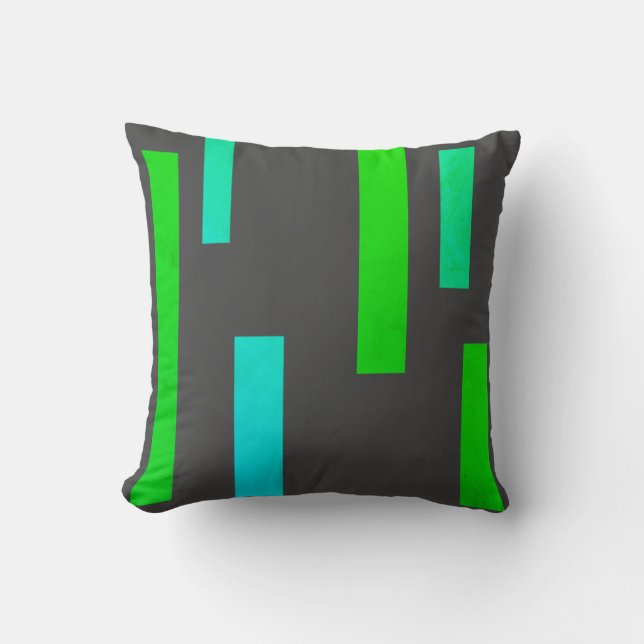 Green Turquoise Blue Blocks Abstract Throw Pillow (Front)