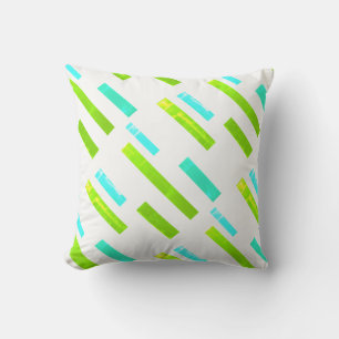 Green Turquoise Blue Blocks Abstract Throw Pillow