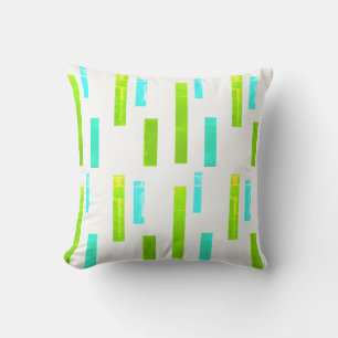 Green Turquoise Blue Blocks Abstract Throw Pillow
