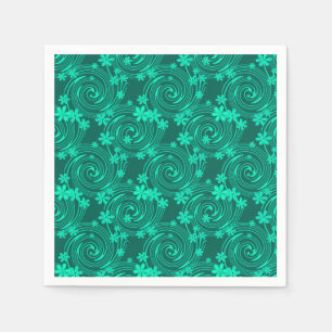 green turquoise bright floral pattern napkin