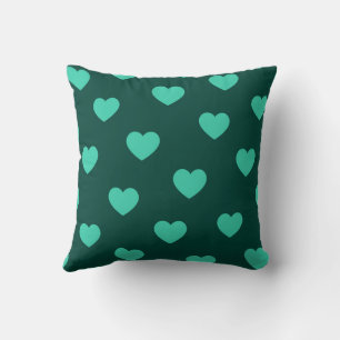 Green Turquoise Cosy Modern Romantic Chic Heart  Cushion