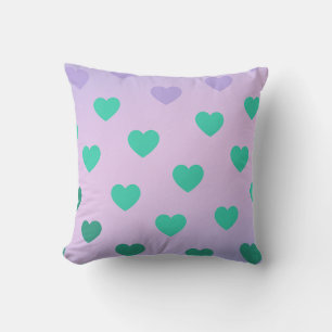 Green Turquoise Cosy Modern Romantic Chic Heart  Cushion