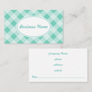 Green Turquoise Gingham Business Card