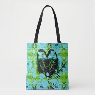 Green Turquoise paint heart name Veronique Tote Bag