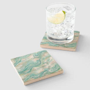 Green Turquoise Pattern Stone Coaster