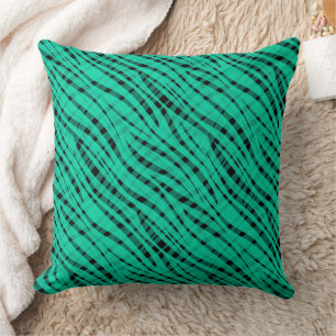 Green turquoise tiger abstract print cushion