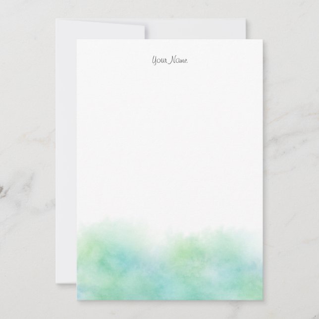 Green Turquoise Watercolor Abstract Card (Front)