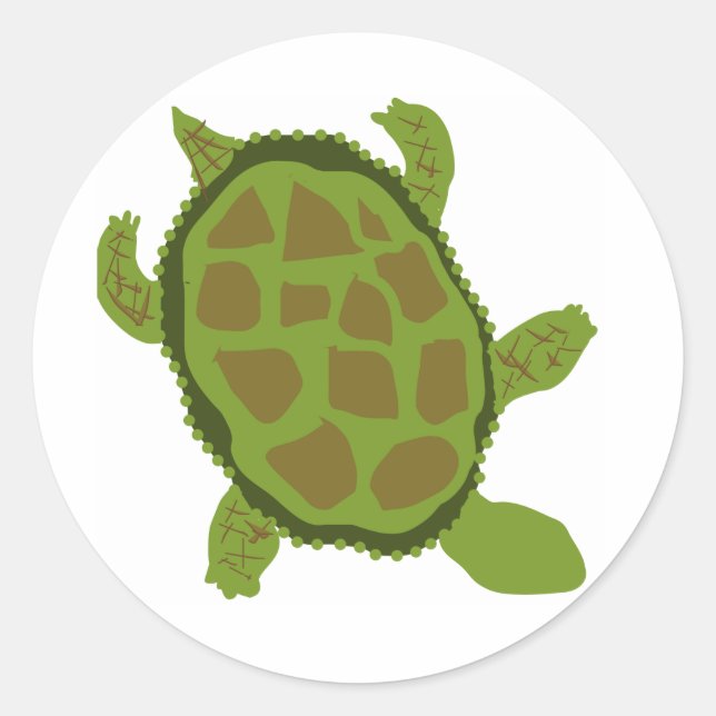 Green Turtle Classic Round Sticker (Front)