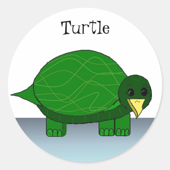 Green Turtle Classic Round Sticker (Front)