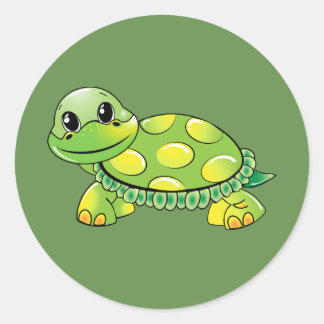 Green Turtle Classic Round Sticker