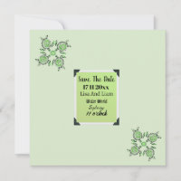 Green Turtle Dot Art Save The Date,