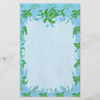 Green Turtle Flame Stationery