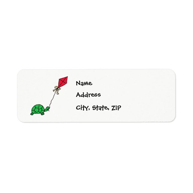 Green Turtle Flying Red Kite Address Labels (Front)