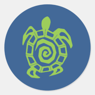 Green Turtle Pattern Classic Round Sticker