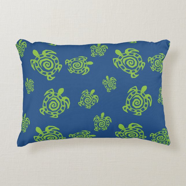 Green Turtle Pattern Decorative Cushion (Front)